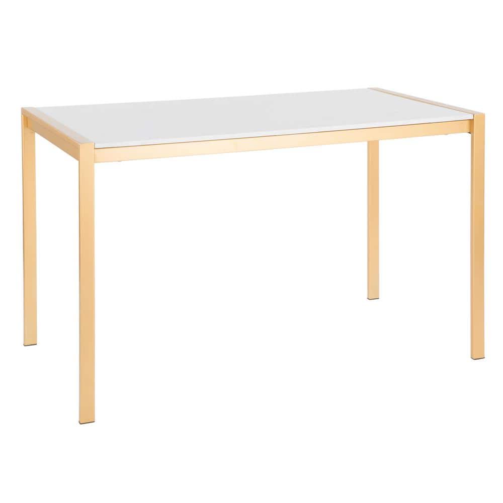 Lumisource Fuji Gold Metal Dining Table with White Marble Top DT