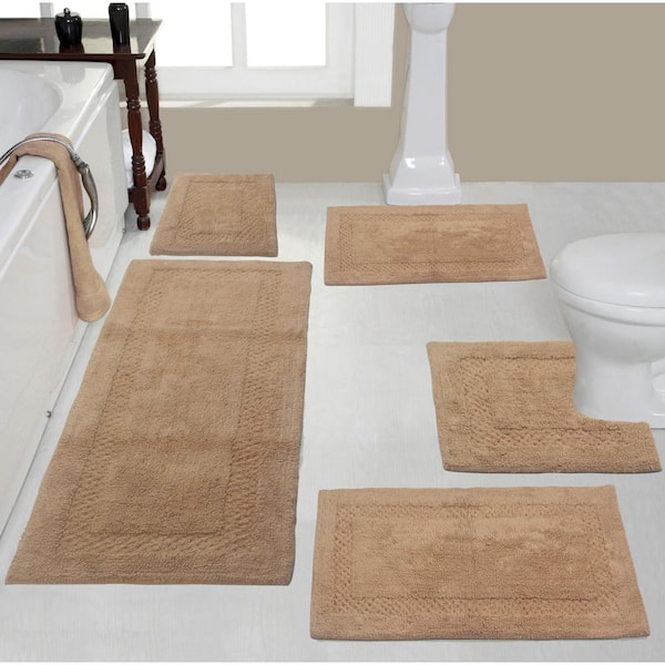 HOME WEAVERS INC Classy Bathmat Beige Cotton 5-Piece Bath Rug Set  BCL5PC1721202124LI - The Home Depot