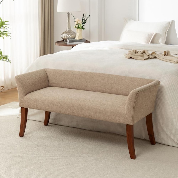 Convenience Concepts Designs 4-Comfort Ella Tan Fabric 49.75 in. Accent Bench