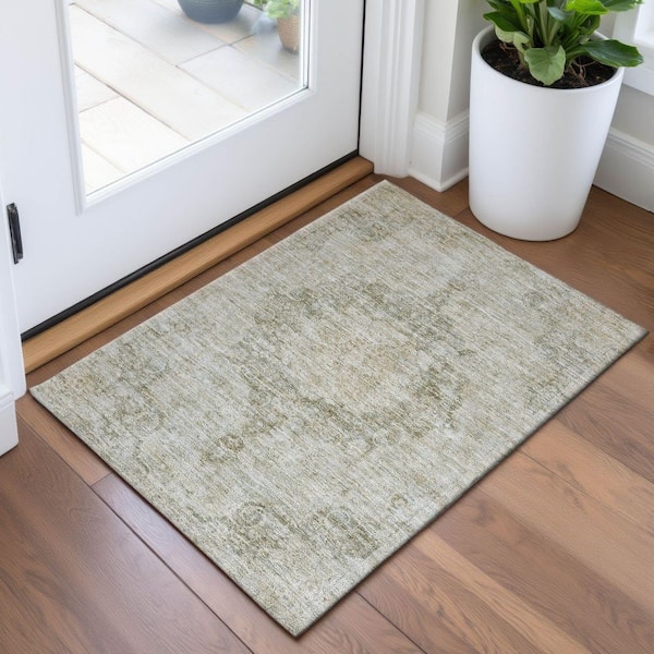 Mayfield Premium Machine Washable Abstract AMF1238 Sage 2 ft. x 3 ft. Area Rug