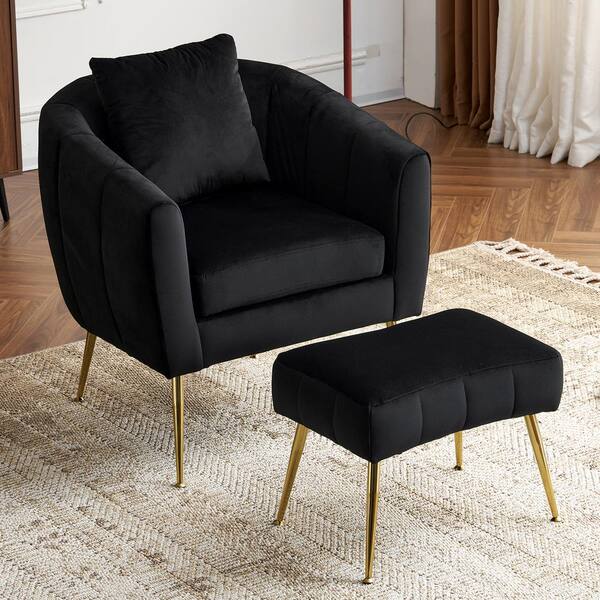 Black accent chair with ottoman sales