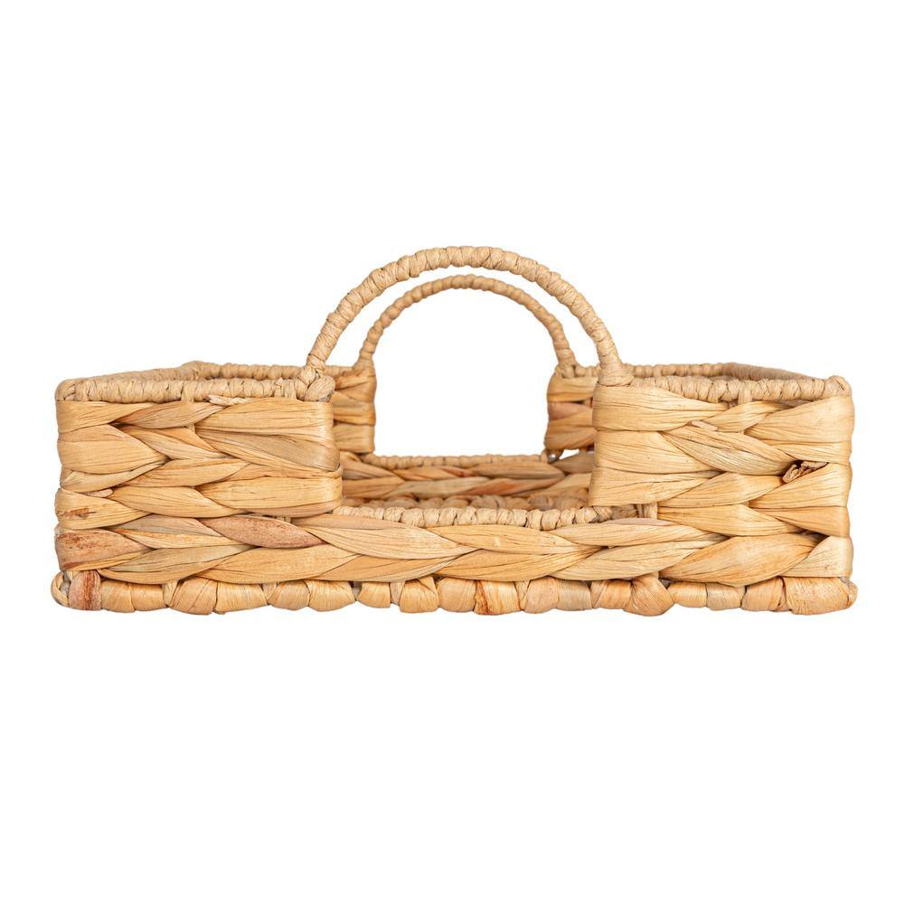 Natural Water Hyacinth Handwoven Tray with Cutout Handles