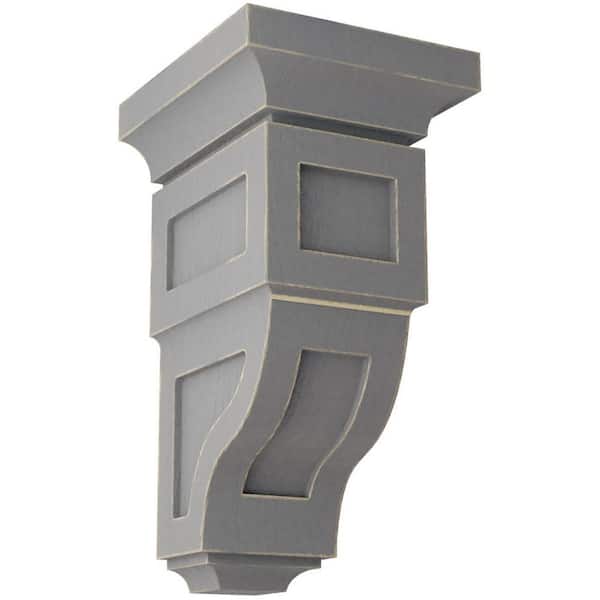 Ekena Millwork 4 in. x 8 in. x 4-3/4 in. Pebble Grey Small Reyes Wood Vintage Decor Corbel