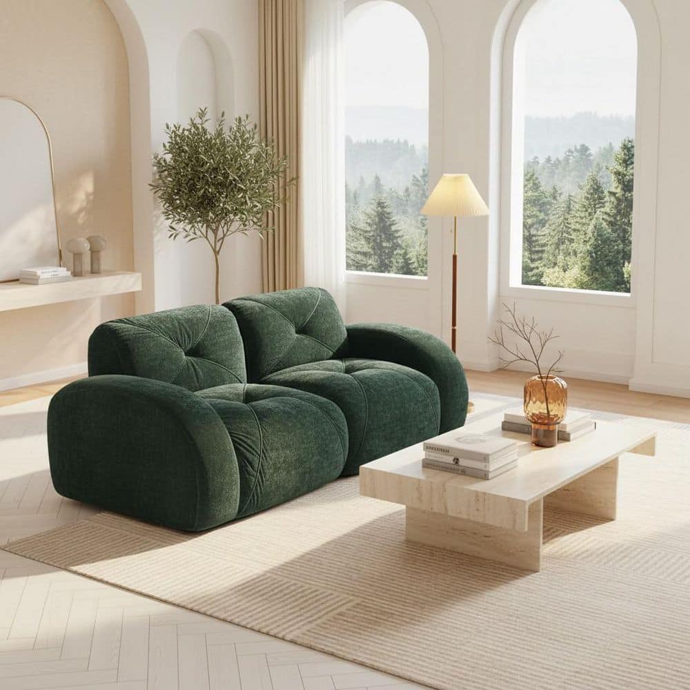 SAND 80.3 in. Oversize Modular Velvet 2-Seat Sectional Sofa Set in. Pine Green with Tufted Cushions, No Assembly price history on PriceWatchPro