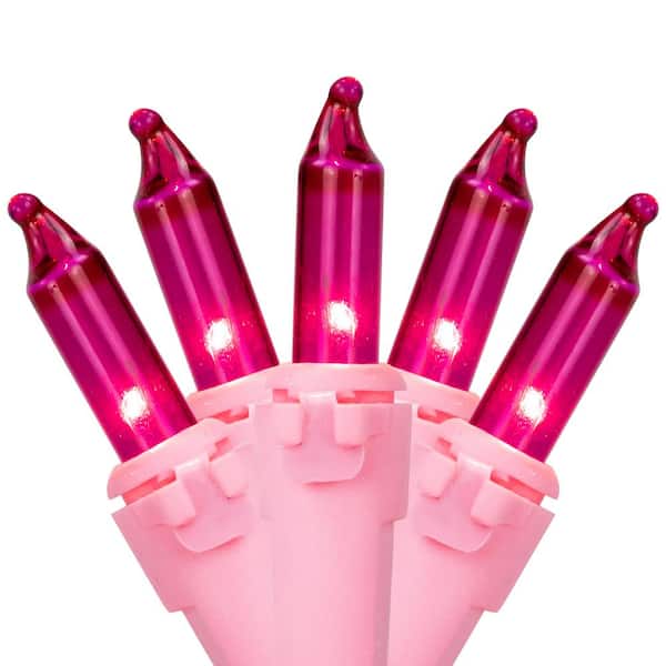 Northlight 50-Count Pink Mini Christmas Light Set - 10 ft. Pink Wire