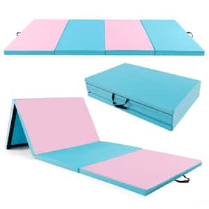 10 ft. x 4 ft. x 2 in. 4-Panel Folding Exercise Mat with Carrying Handles for Flooring Mat Pink and Blue 40 sq.ft.