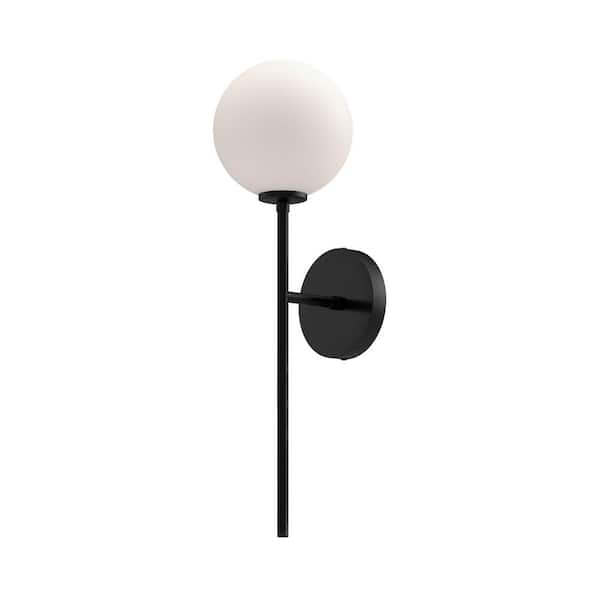 ALORA MOOD Cassia 6-in 1 Light 40-Watt Matte Black/Opal Matte Glass Vanity Light