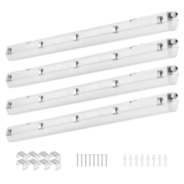 4-Piece 4 ft. LED Vapor Tight Light 60/50/40-Watt Selectable 5400/6400/7400 Lumens Integrated LED Wraparound Light