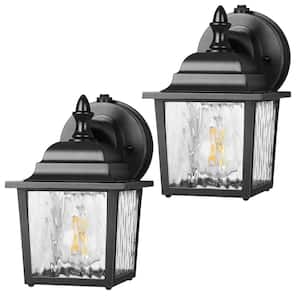 Matte Black Dusk to Dawn Outdoor Hardwired Wall Light with No Bulbs Included 2-Pack