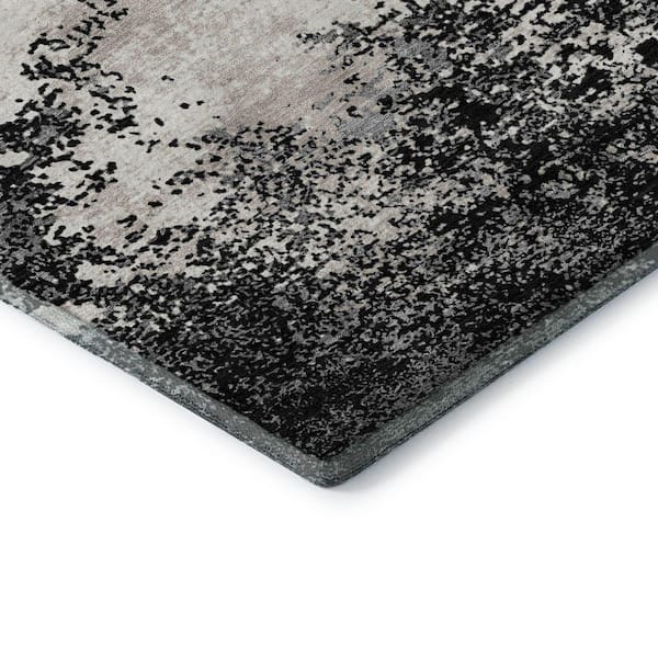 Mayfield Premium Machine Washable Abstract AMF1027 Black 5 ft. x 7 ft. 6 in. Area Rug