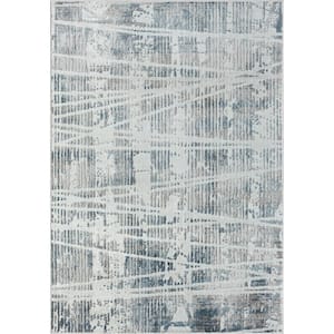 Cana Blue/Cream 5x7 ft. Abstract Modern Contemporary Synthetic Area Rug