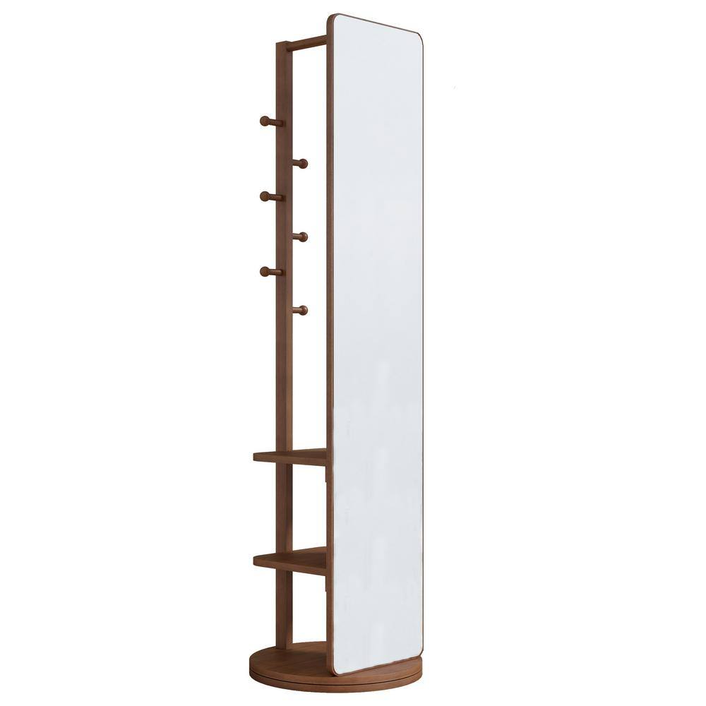 Brown 19.6 in. W x 68.8 in. H Rectangular Solid Wood Full Length Mirror wit