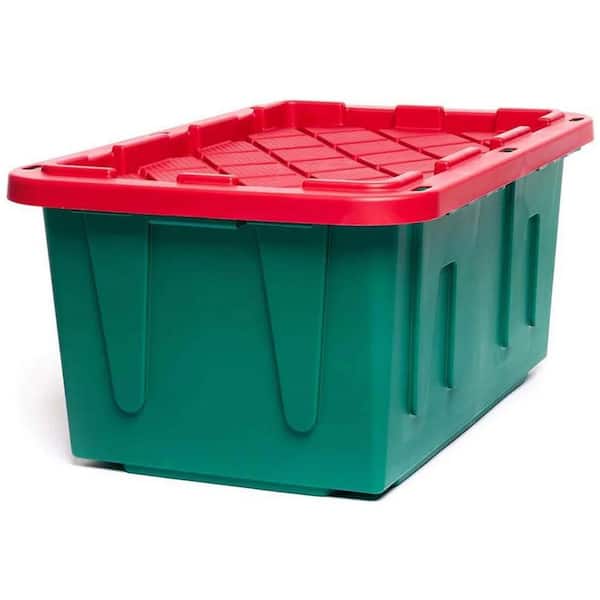 GREENMADE Extra Strong 27 Gallon Plastic Storage Bin, Multi Color, 4 Pack.  Heavy Duty Built With Snap Fit Lid. Factory Direct (Green & Yellow)