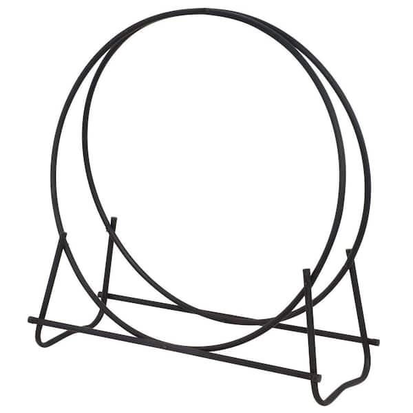 UniFlame Black Wrought Iron 40 in. H Hoop Style Firewood Rack with Heavy Duty Steel Construction W 1881