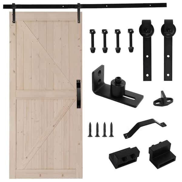 42 in. x 84 in. Unfinished Wood Sliding Barn Door and Hardware Kit, Access Door