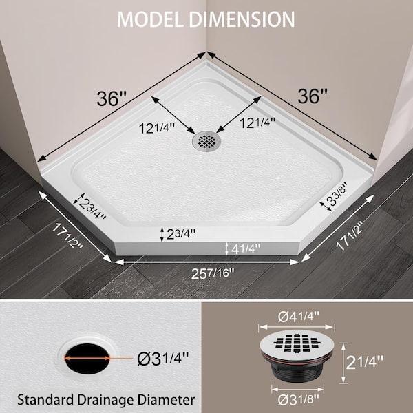 NTQ 36 in. x 36 in. Acrylic Double Threshold Floor Corner Neo
