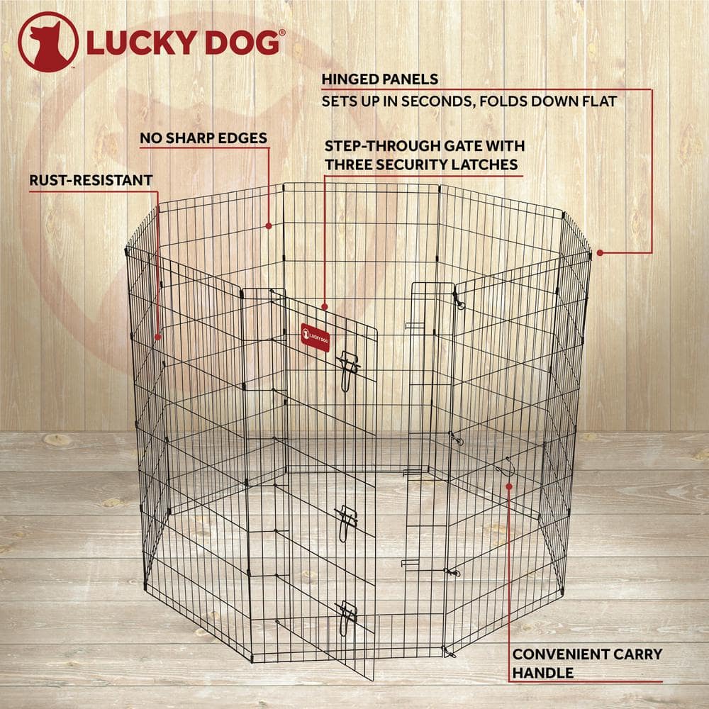 Lucky Dog 48" Black Metal Exercise Pen with Stakes