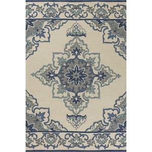 Charlie 3 X 5 ft. Ivory/Blue Moroccan Indoor/Outdoor Area Rug