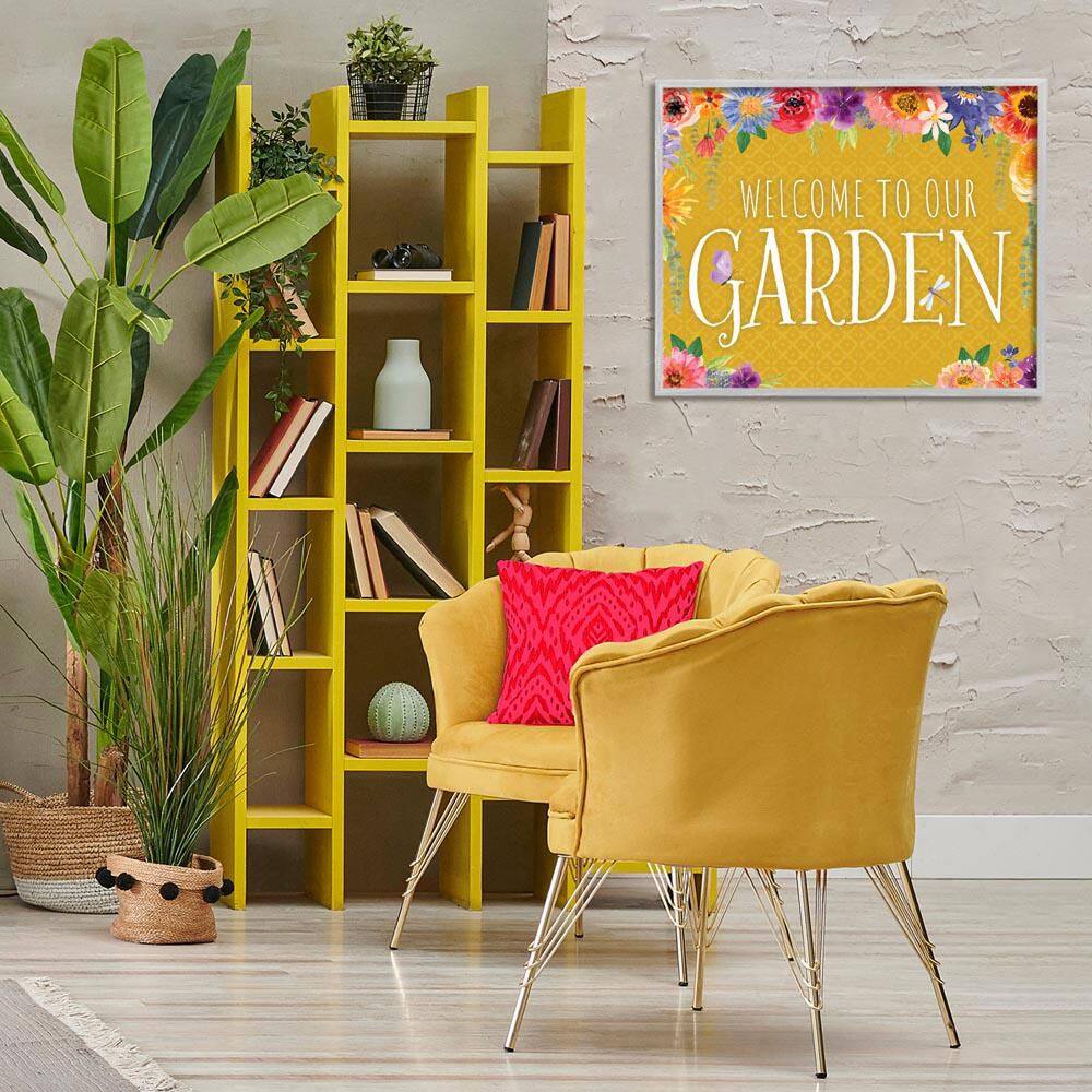 Garden Welcome with Floral Border by Nicole DeCamp Gray Framed Typography Giclee Art Print 24 in. x 30 in. price history on PriceWatchPro