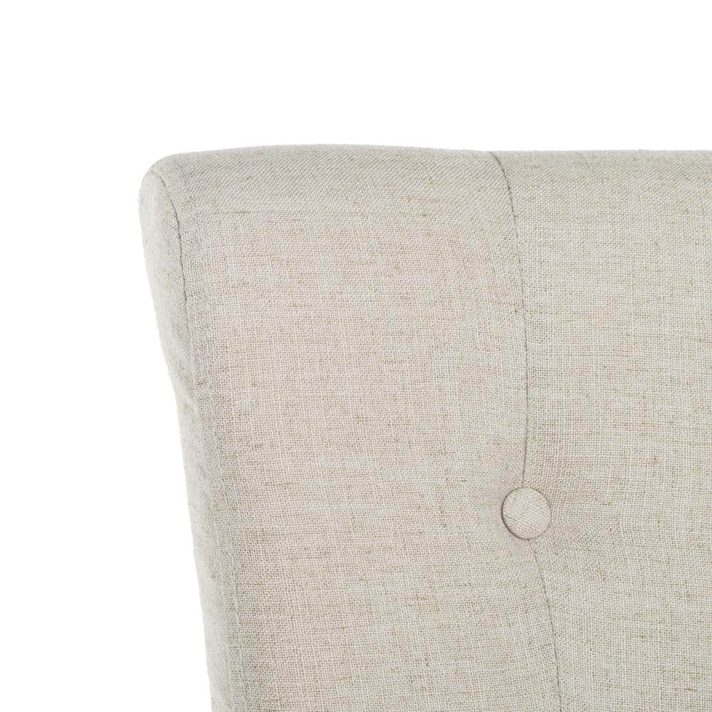 Transitional Taylor Light Grey Linen & Wood Bar Stool, 45"