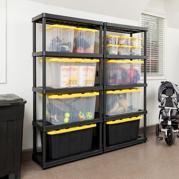 HDX 5 Tier Plastic Garage Storage Unit in Black (36 in, W x 73.5