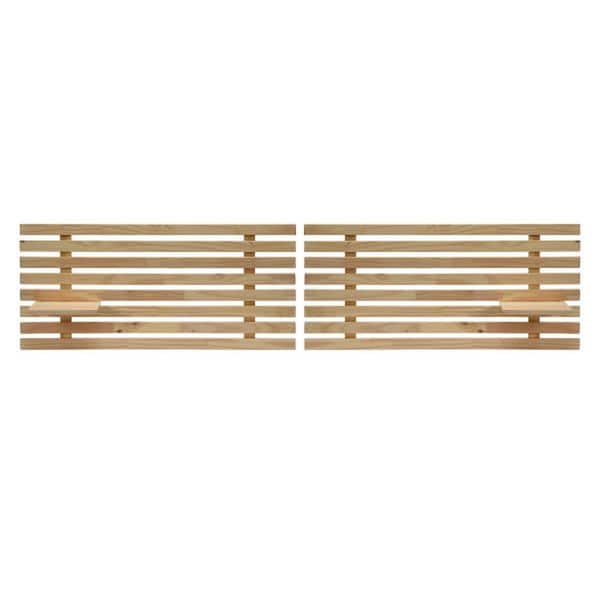Storied Home Natural Customizable Wood Paneled Twin Headboard with Adjustable Shelves