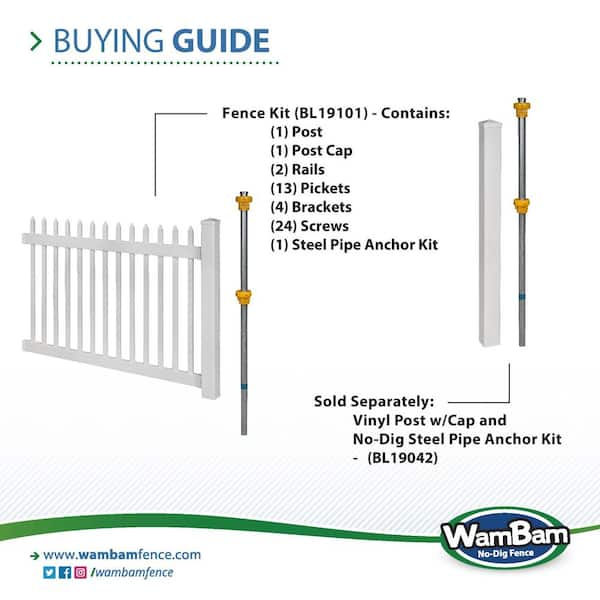 WamBam Fence No-Dig Permanent 4 ft. x 6 ft. Nantucket Vinyl Picket