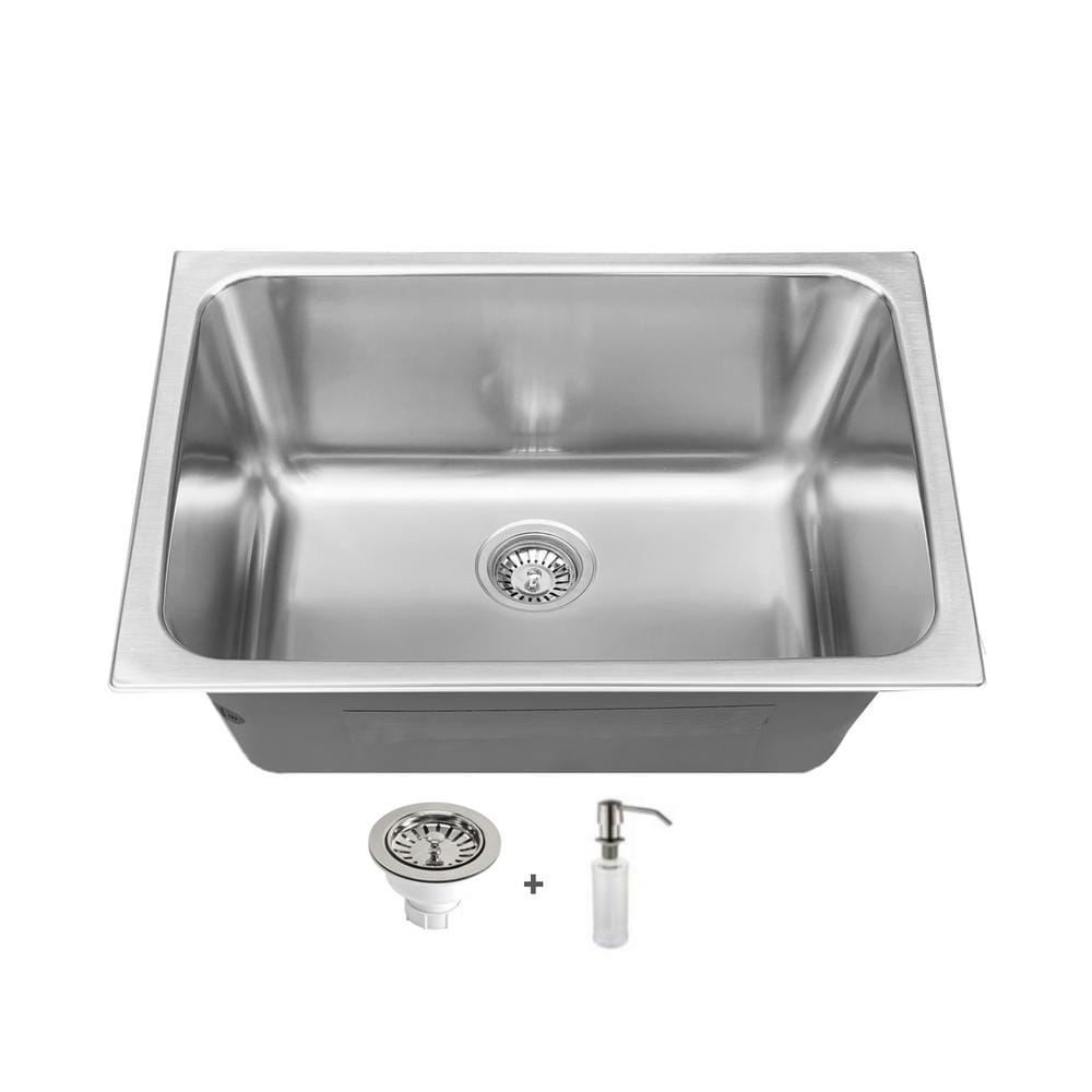 SINK DEPOT 24 in. x 18 in. Stainless Steel Self-Rimming or Undermount Laundry/Utility Sink, Satin Smooth -  SD216111