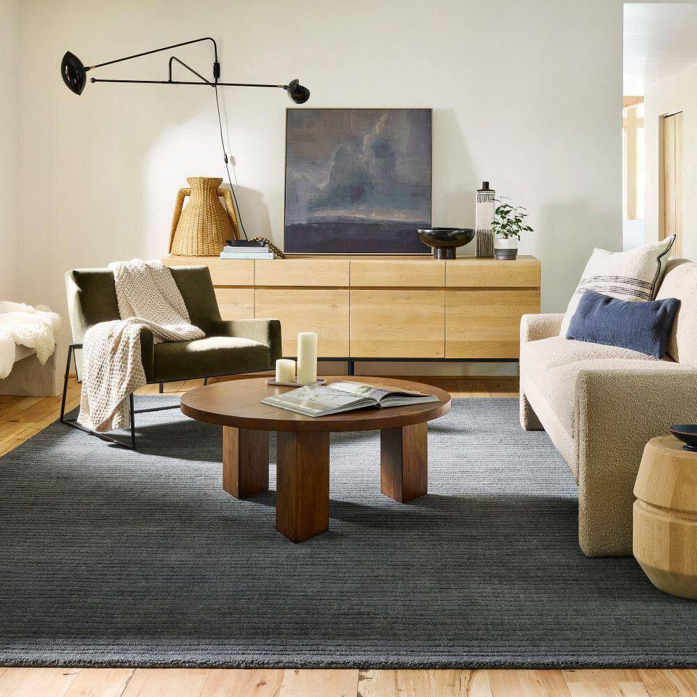 Gray Handmade Wool Rectangular Area Rug, 4' x 6'