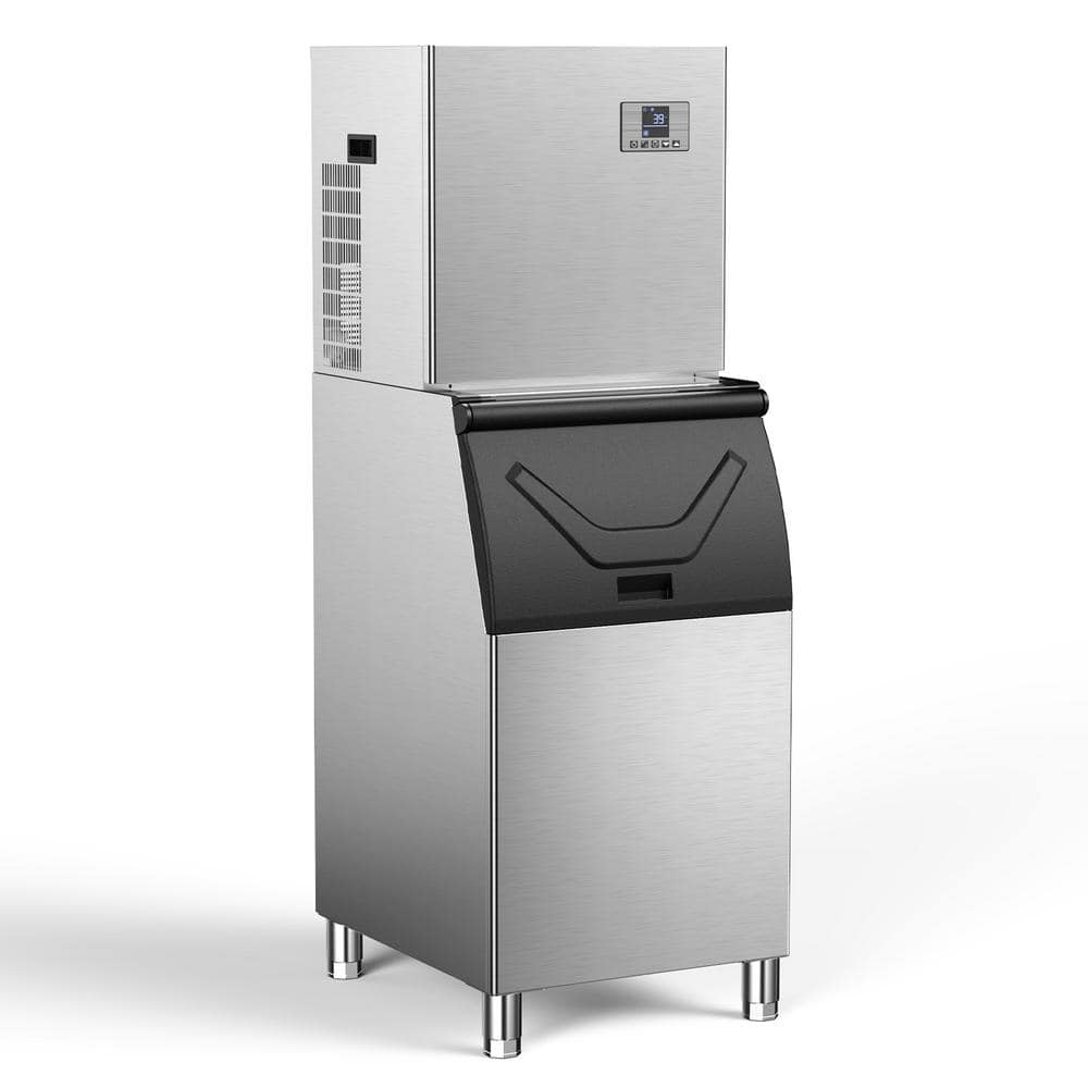 550 lbs. 22.2 in. Width Commercial Freestanding Ice Maker 360 lbs. Large Storage in Stainless Steel Full Size Cubes