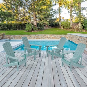 Turquoise Weather Resistant HIPS Plastic Adirondack Chair for Outdoors (4-Pack)