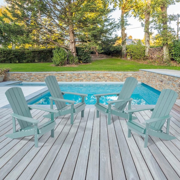JOYESERY Turquoise Weather Resistant HIPS Plastic Adirondack Chair for Outdoors (4-Pack)