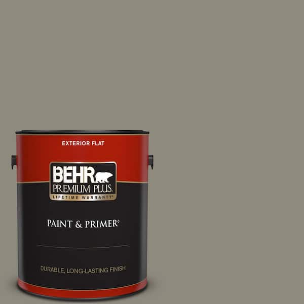 BEHR PREMIUM PLUS 1 gal. #790D-5 Squirrel Flat Exterior Paint & Primer