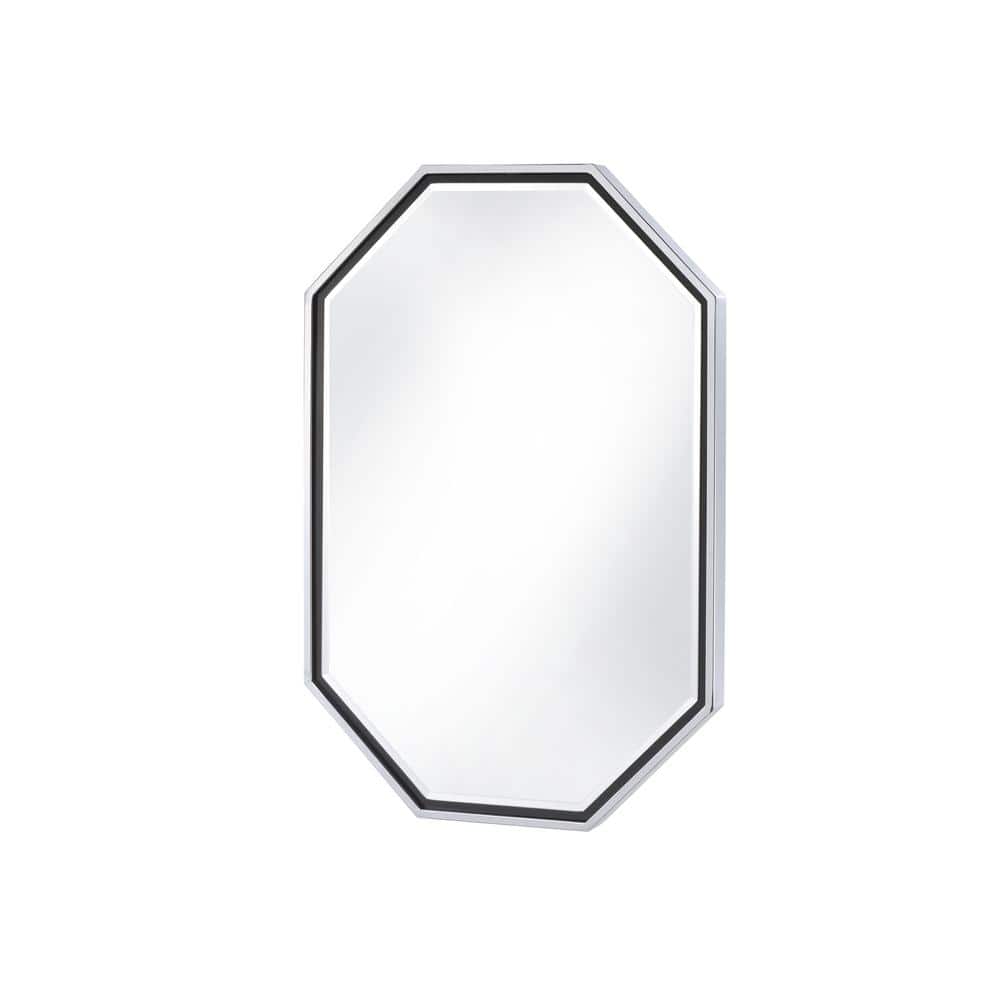 Furniture of America Medium Oval Chrome Beveled Glass Modern Mirror (36