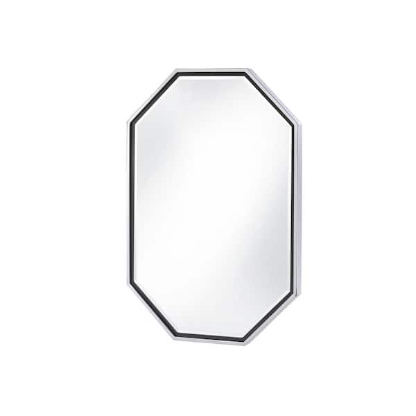 Furniture of America Medium Oval Chrome Beveled Glass Modern Mirror (36 in. H x 24 in. W)