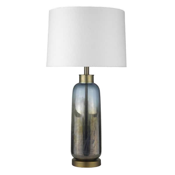 HomeRoots 31 in. Brass Standard Light Bulb Bedside Table Lamp