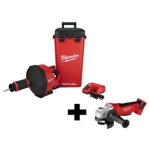 M18 FUEL 18-Volt Lithium-Ion Cordless Drain Cleaning Snake Auger Kit with Free M18 4-1/2 in. Cut-Off/Grinder