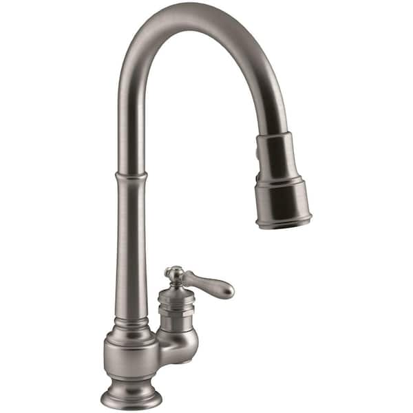 KOHLER Artifacts Single-Handle Pull-Down Sprayer Kitchen Faucet in Vibrant Stainless