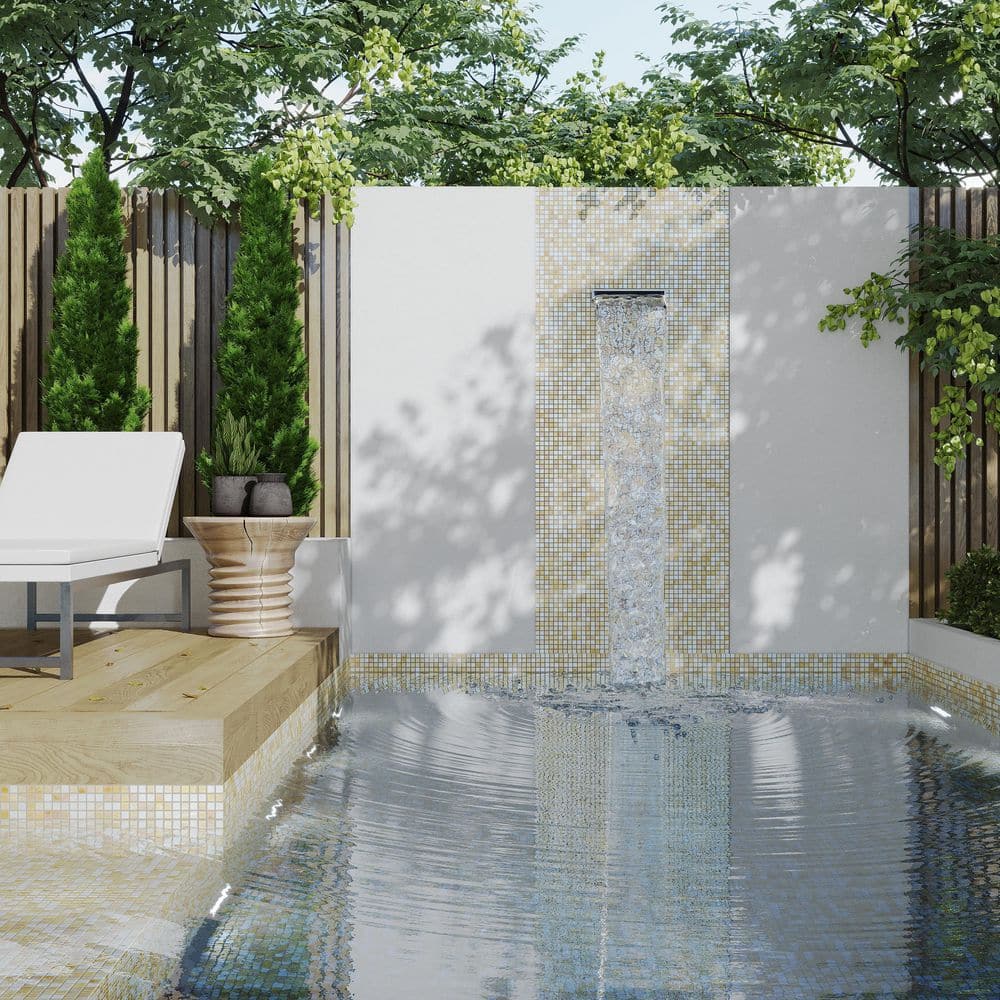 Golden and White Glass Mosaic Wall and Floor Tile
