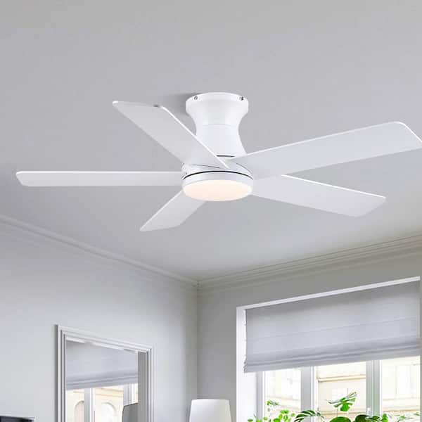 46 in. Indoor/Outdoor Modern White Ceiling Fan with Dimmable LED 3 color Light and Remote/APP Control