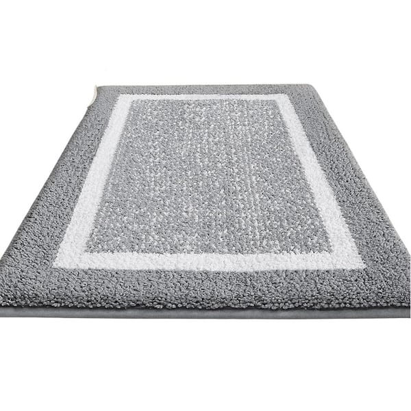 Afoxsos 20 in. x 29 in. Standard Sized Bathroom Rugs, Absorbent, Soft, Washable, Microfiber Bath Mat Carpet and Non Slip in Gray