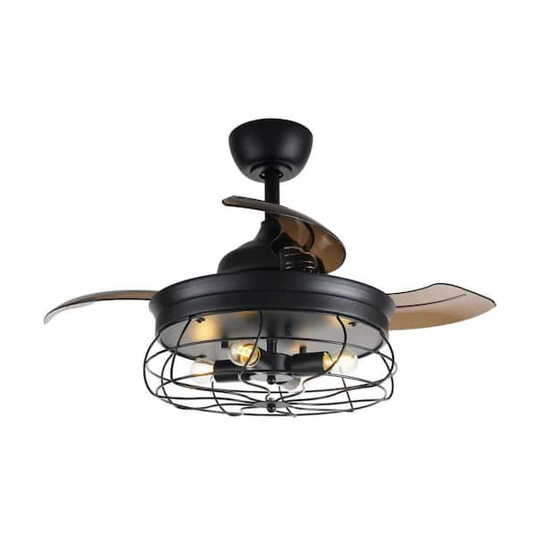 Flint Garden 36 in. Matte Black Industrial 3-Speed Retractable