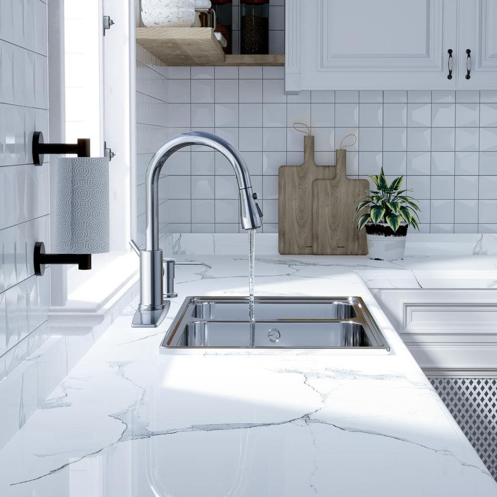 Chrome Pull-Down Kitchen Faucet with Soap Dispenser