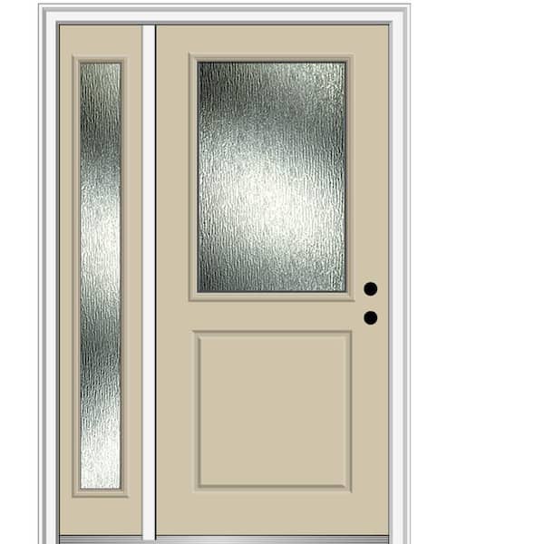MMI Door 48 in. x 80 in. Left-Hand/Inswing Rain Glass Wicker Fiberglass Prehung Front Door on 6-9/16 in. Frame