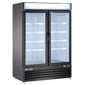 54 in. Double Glass Door Merchandiser Freezer, Automatic Defrost Cycle, Reach-in Freezer, 48 cu. ft. Black