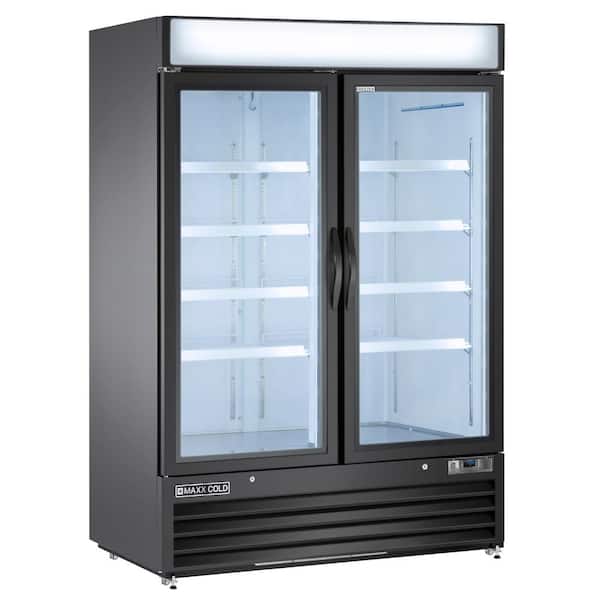 Maxx Cold 54 in. Double Glass Door Merchandiser Freezer, Automatic Defrost Cycle, Reach-in Freezer, 48 cu. ft. Black