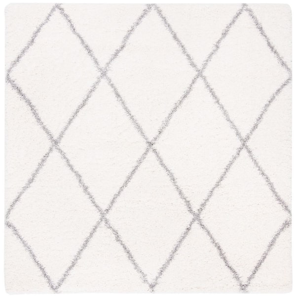 SAFAVIEH Fontana Shag Cream/Gray 7 ft. x 7 ft. Geometric Square Area Rug