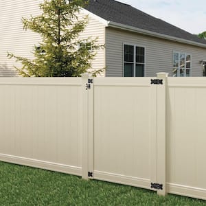 Pro Series 4 ft. W x 6 ft. H Tan Vinyl Woodbridge Privacy Fence Gate