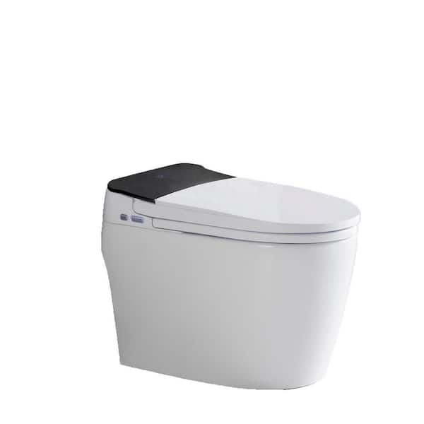 1-Piece 1.28 GPF Single Flush Elongated Smart Toilet with Remote Control with Dryer and Warm Water White