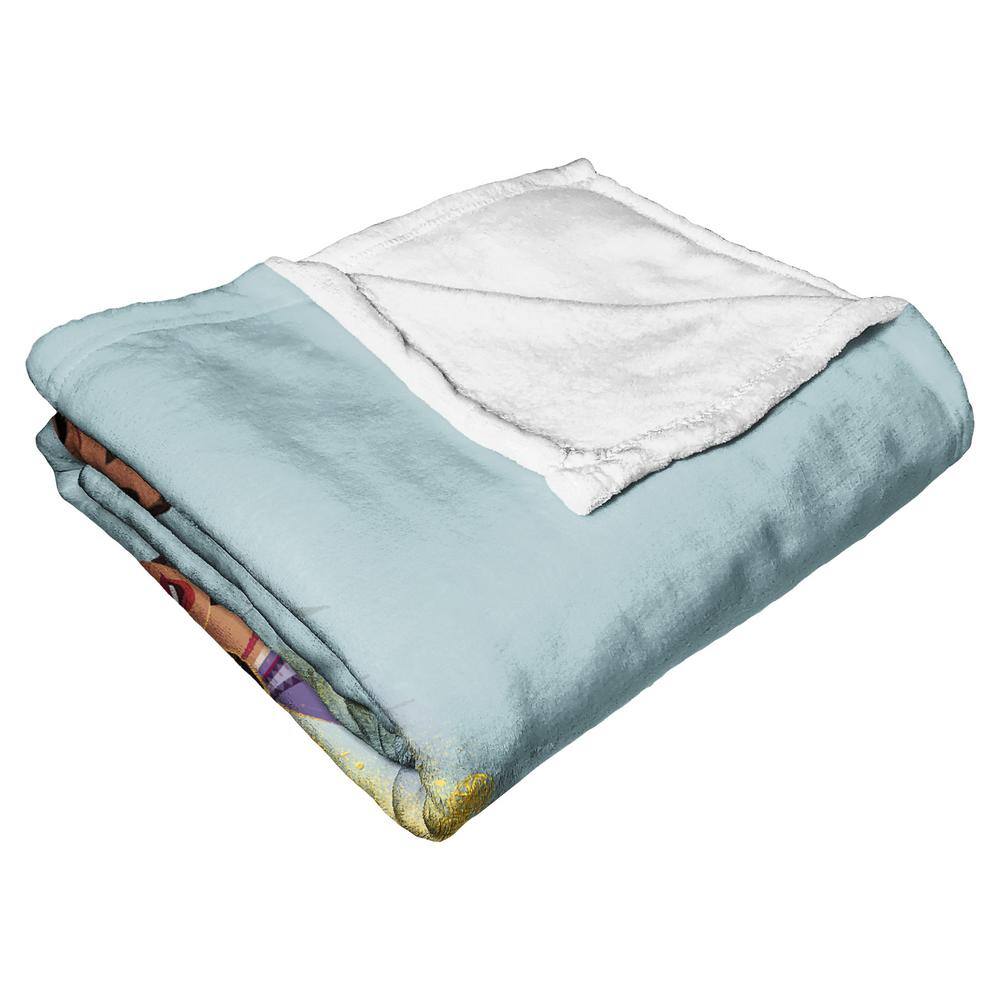 Fairytale Friends Blue Sherpa Throw Blanket